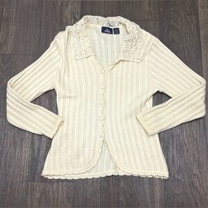 OBR Made in Italy Wool Blend Lace Collar Button Cardigan – Size M